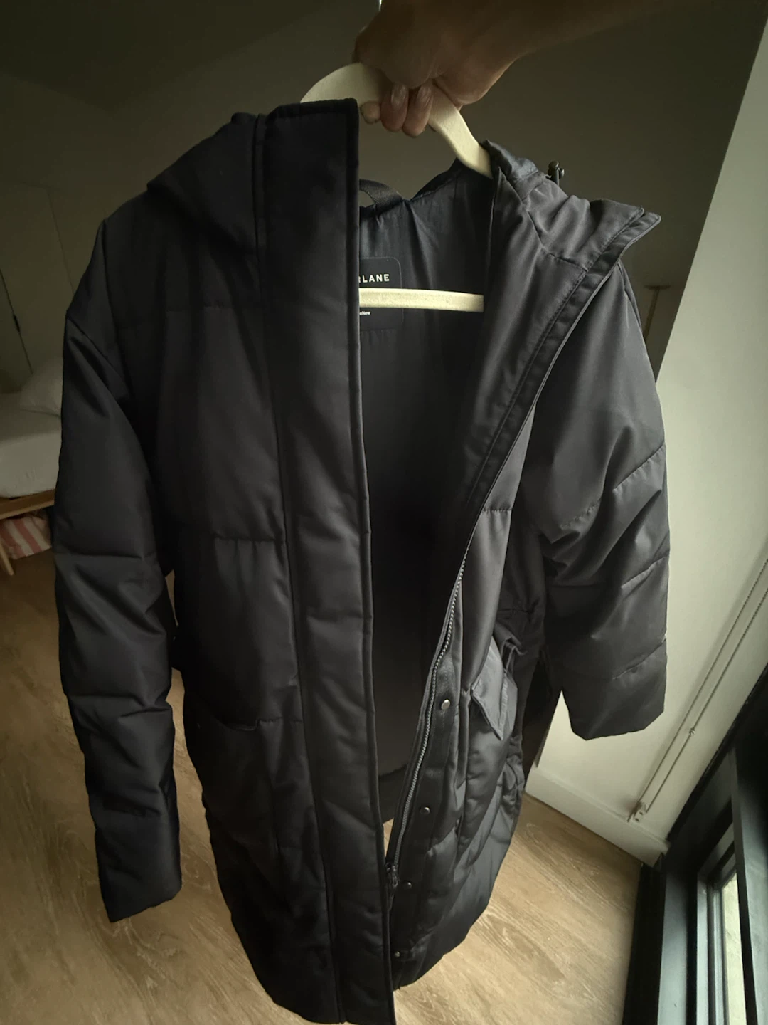 Everlane Renew Long Parka in Black Size S