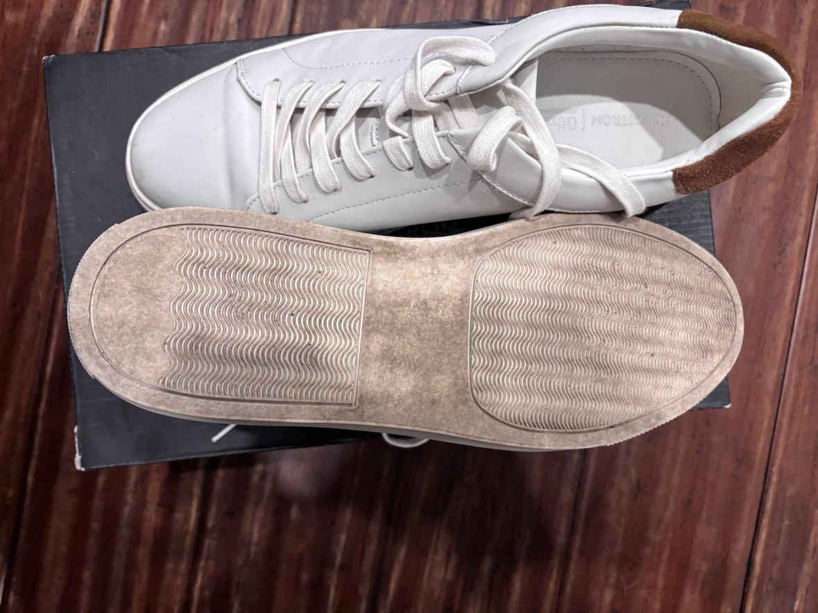 Nordstrom NOJACE-LEA Ivory Shell-Tan Leather Sneakers Size 11M - photo 3
