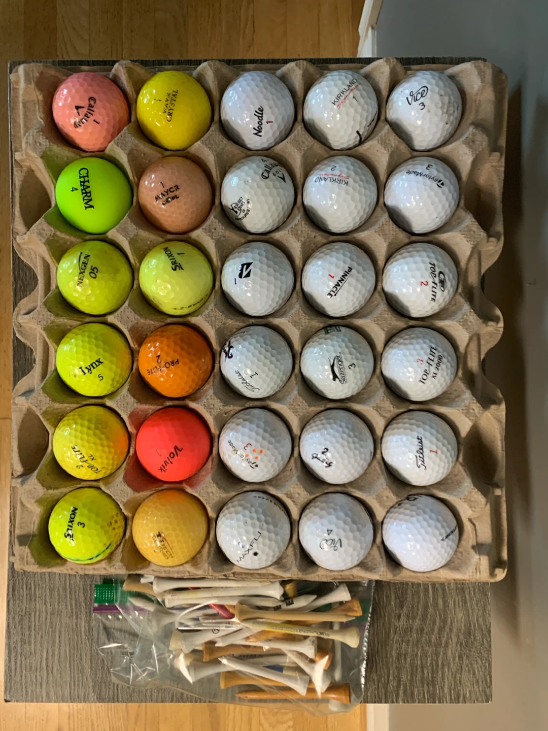Assorted Used Golf Balls and Tees (30 each)