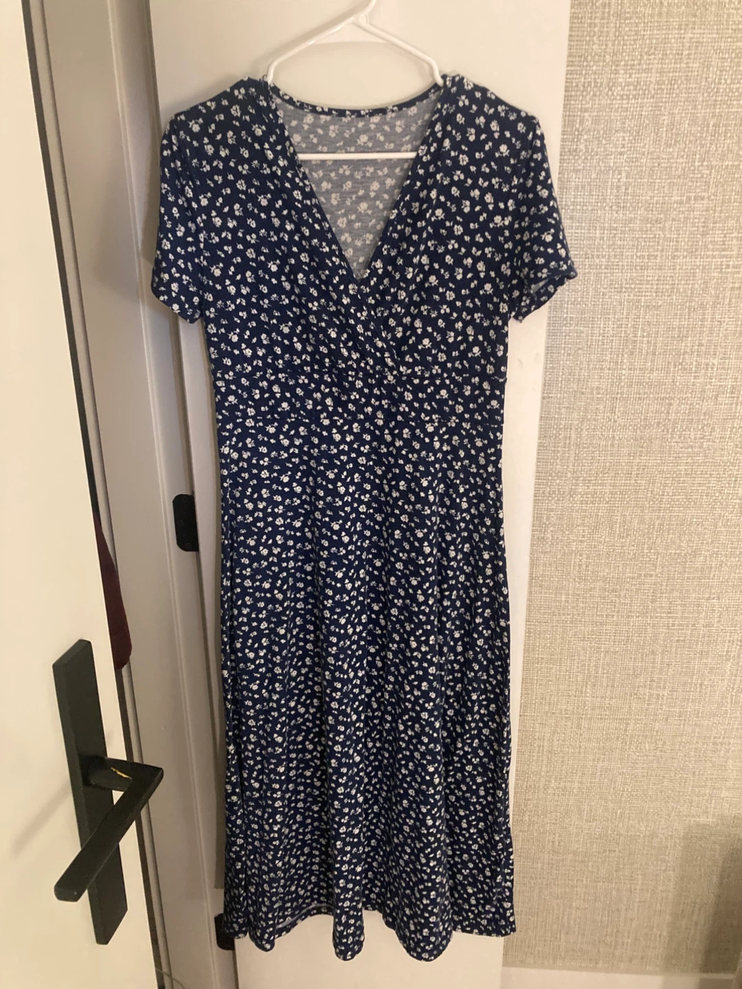 SHEIN Blue Floral Wrap Midi Dress