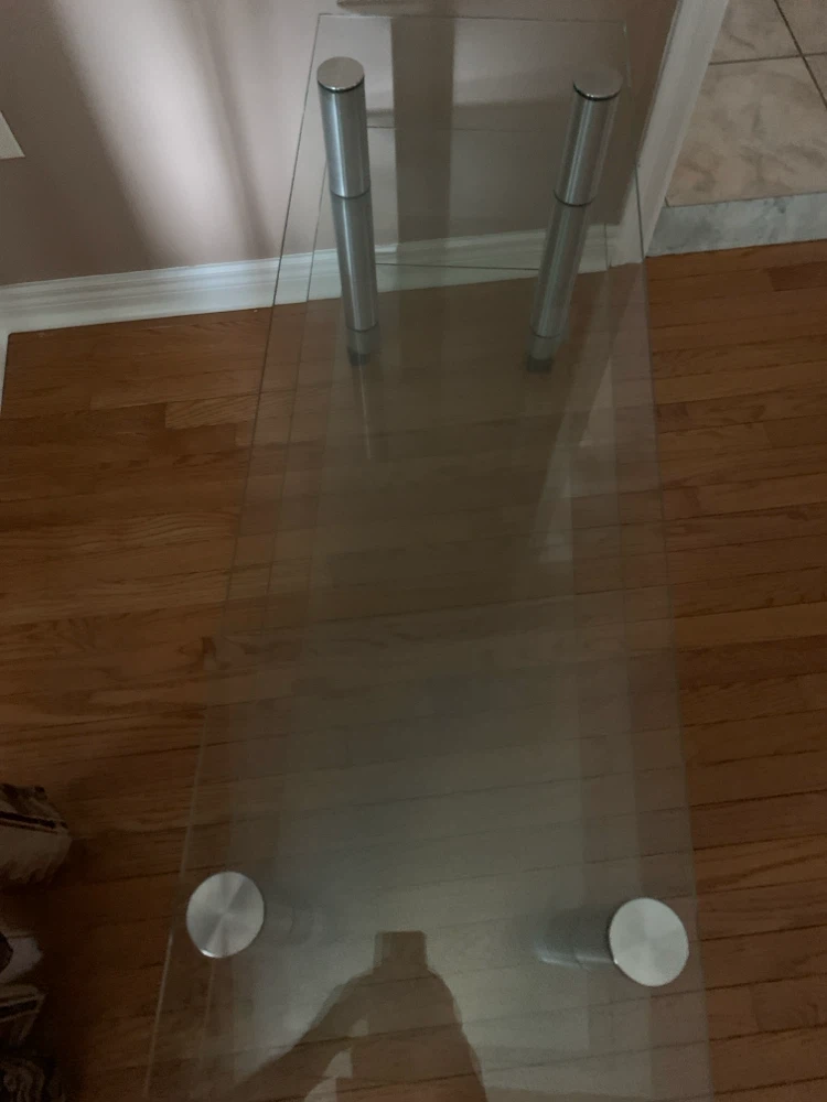 Glass and Metal TV Stand with wheels. - photo 2