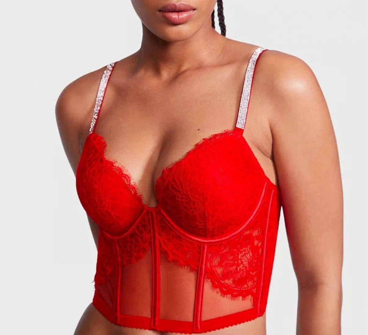 Victoria's Secret Red Lace Corset push up, 38 DD(E) - photo 4