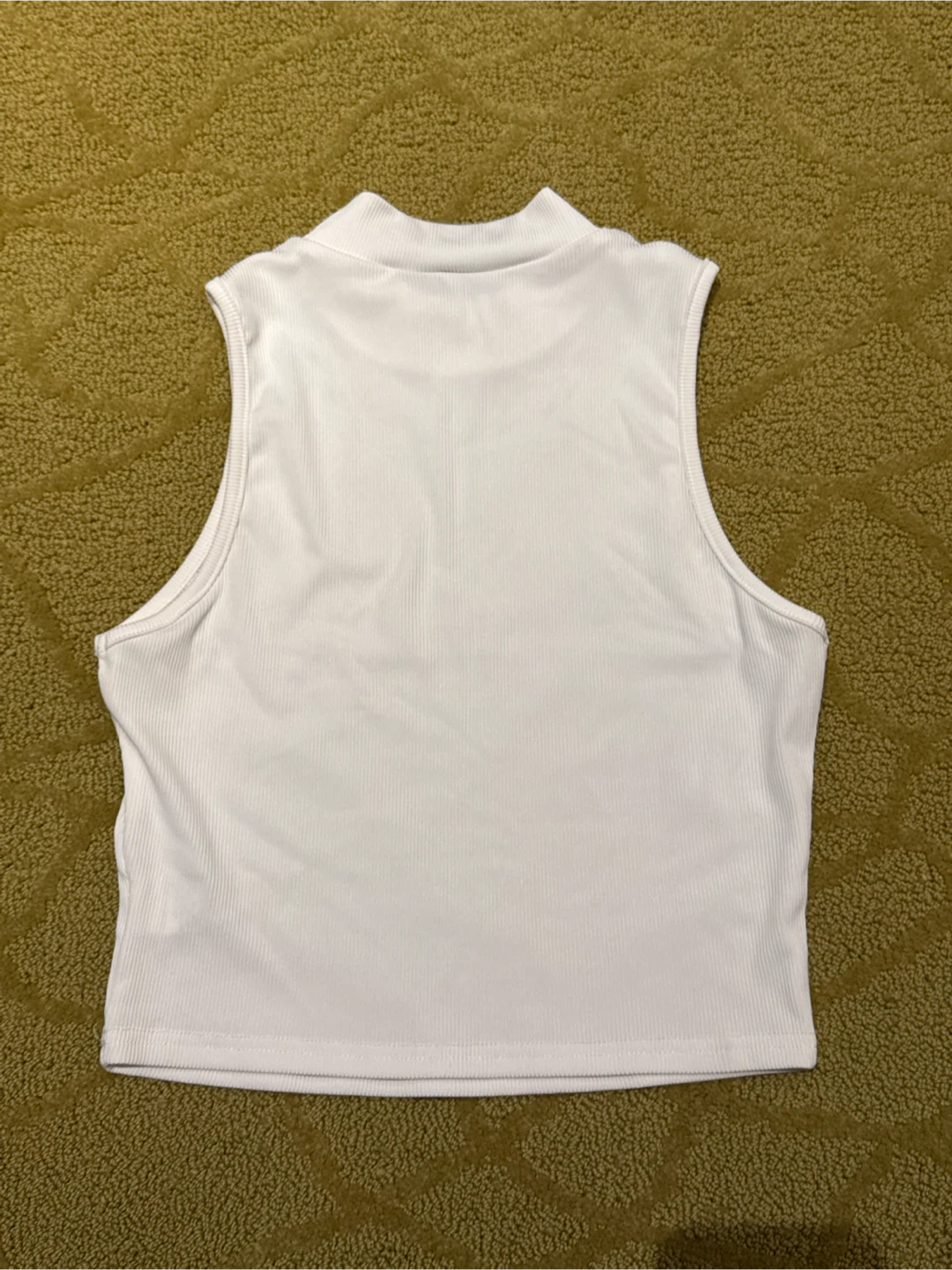 White Ribbed Mock Neck Tank Top - M - photo 2