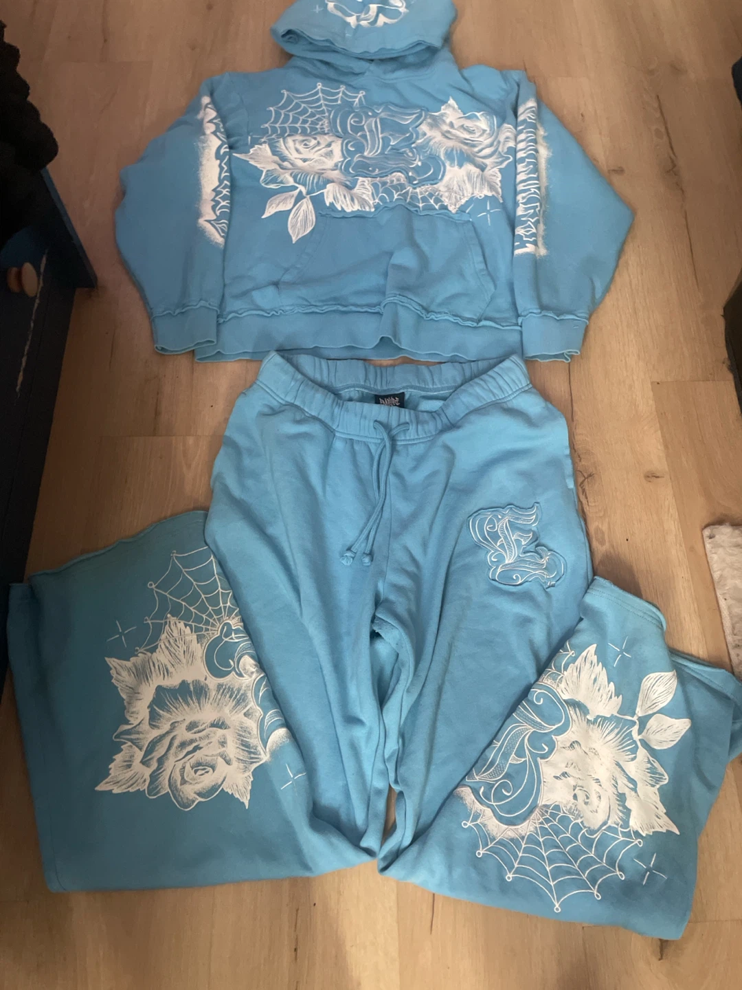 Blue Sweatshirt and Sweatpants Set
