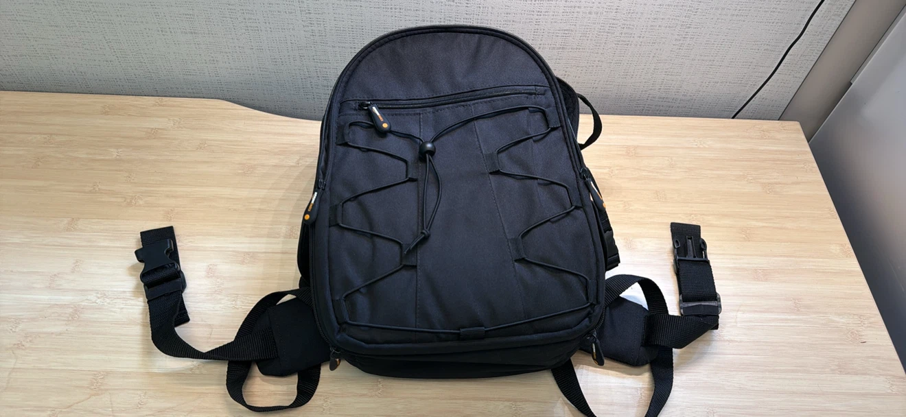 Black Camera Backpack with padded dividers