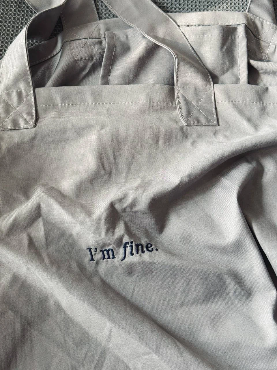 Grey Tote Bag – “I’m fine” - photo 2
