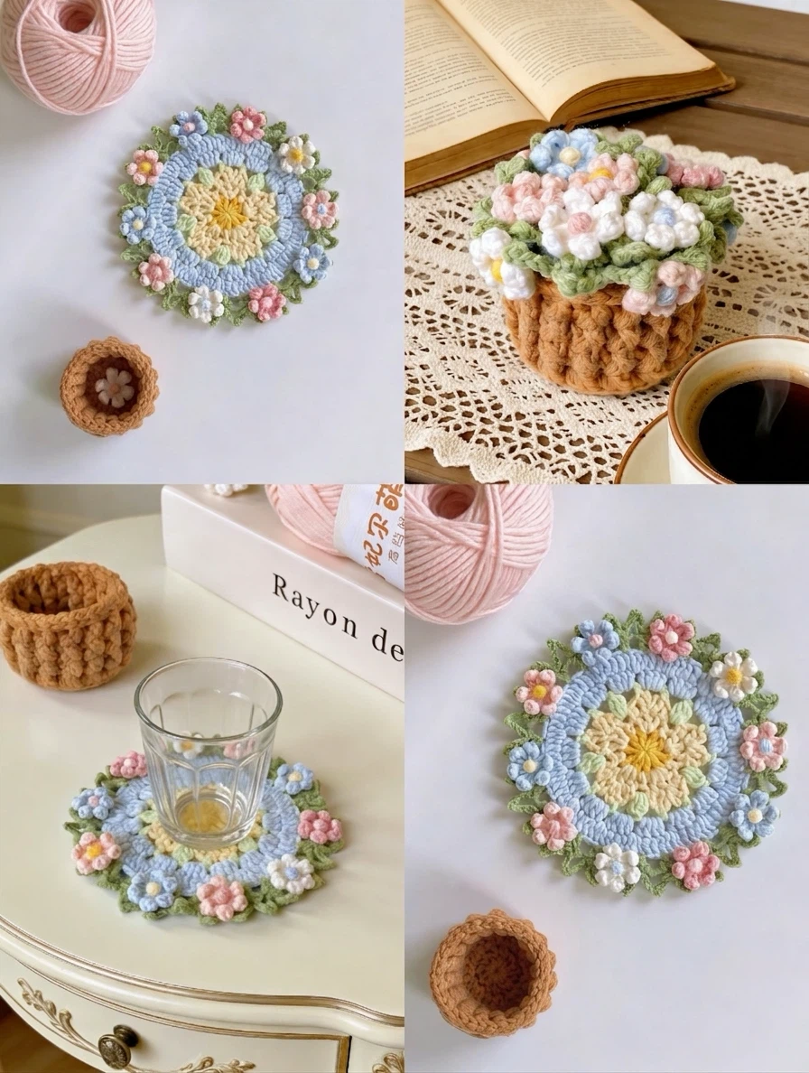 Handmade 2-in-1 Flower Bouquet Coaster (Costomizable) - photo 2