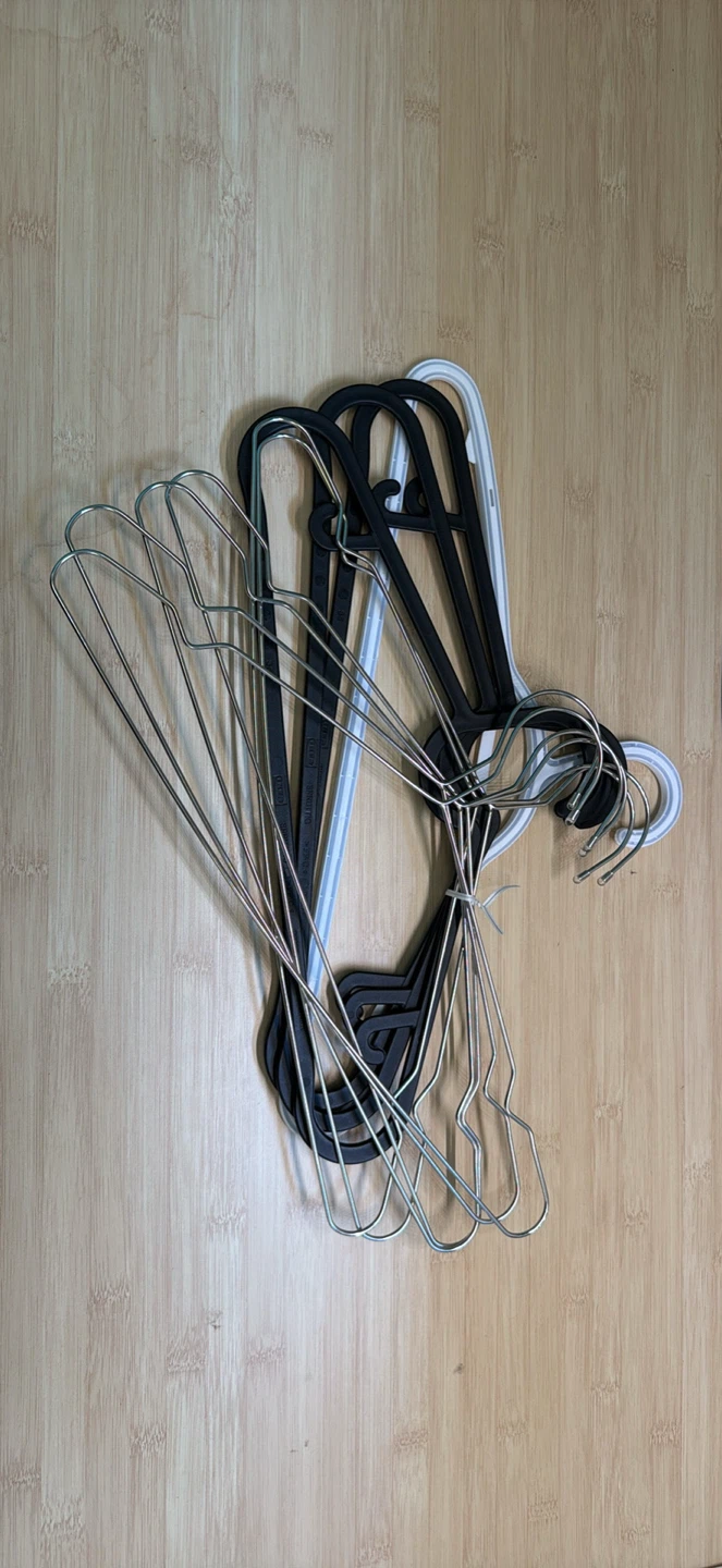 Lot of 10 Metal and Plastic Clothes Hangers