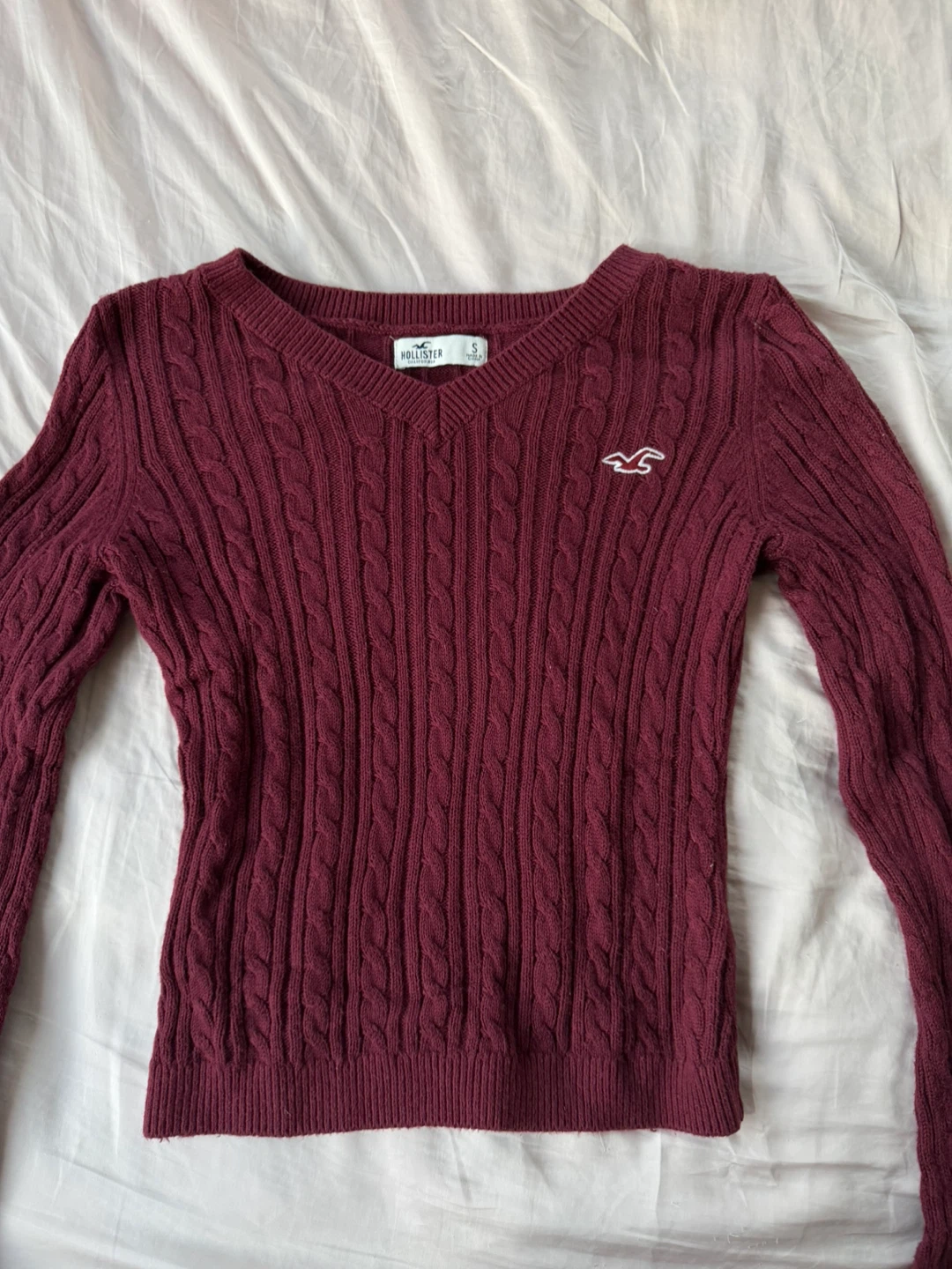 Hollister Cable Knit V-Neck Sweater