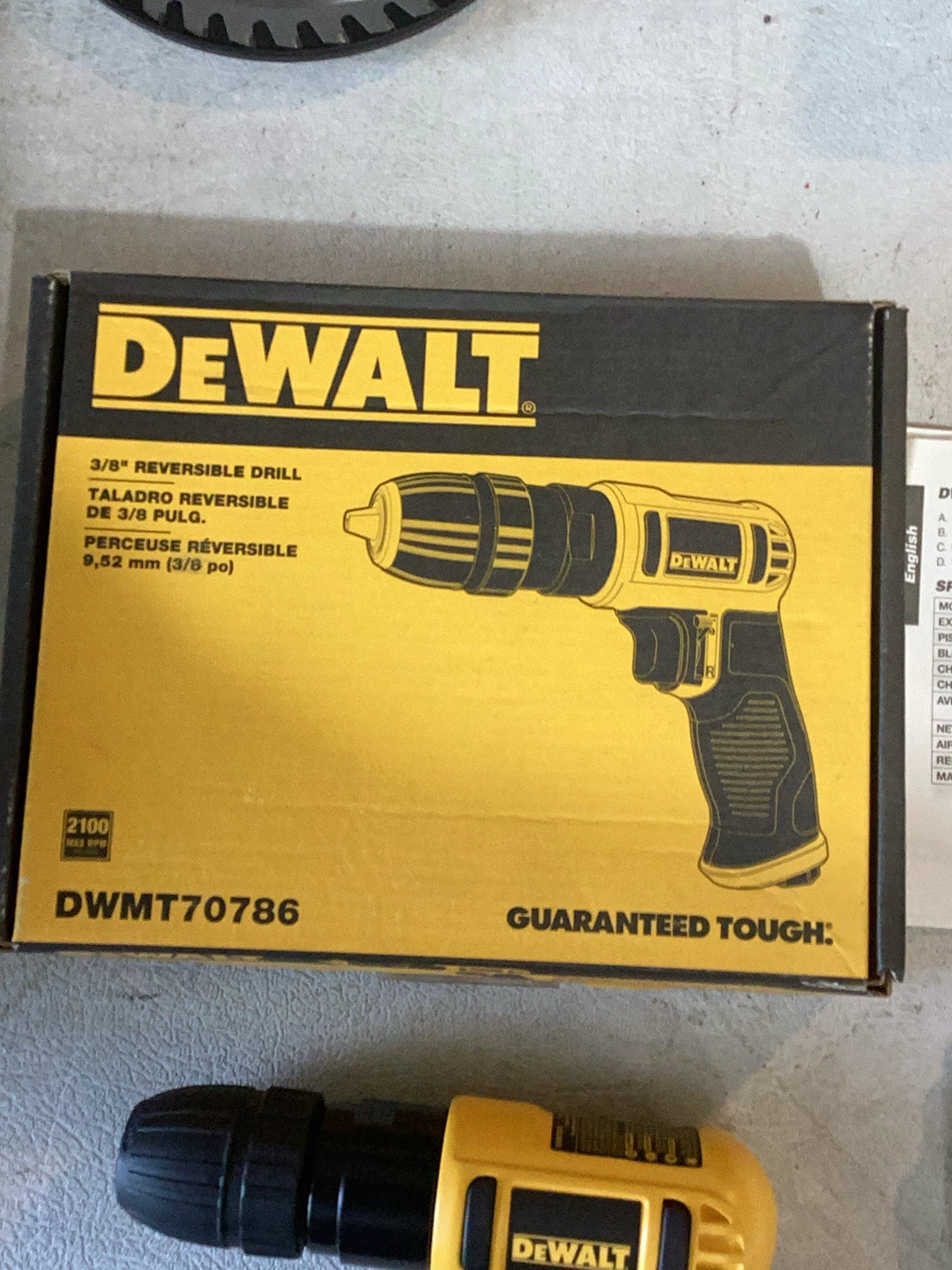 DEWALT DWMT70786 3/8" Air Reversible Drill