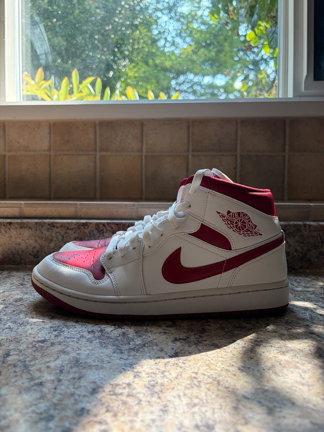 Air Jordan 1 Mid White Red Sneakers - photo 3