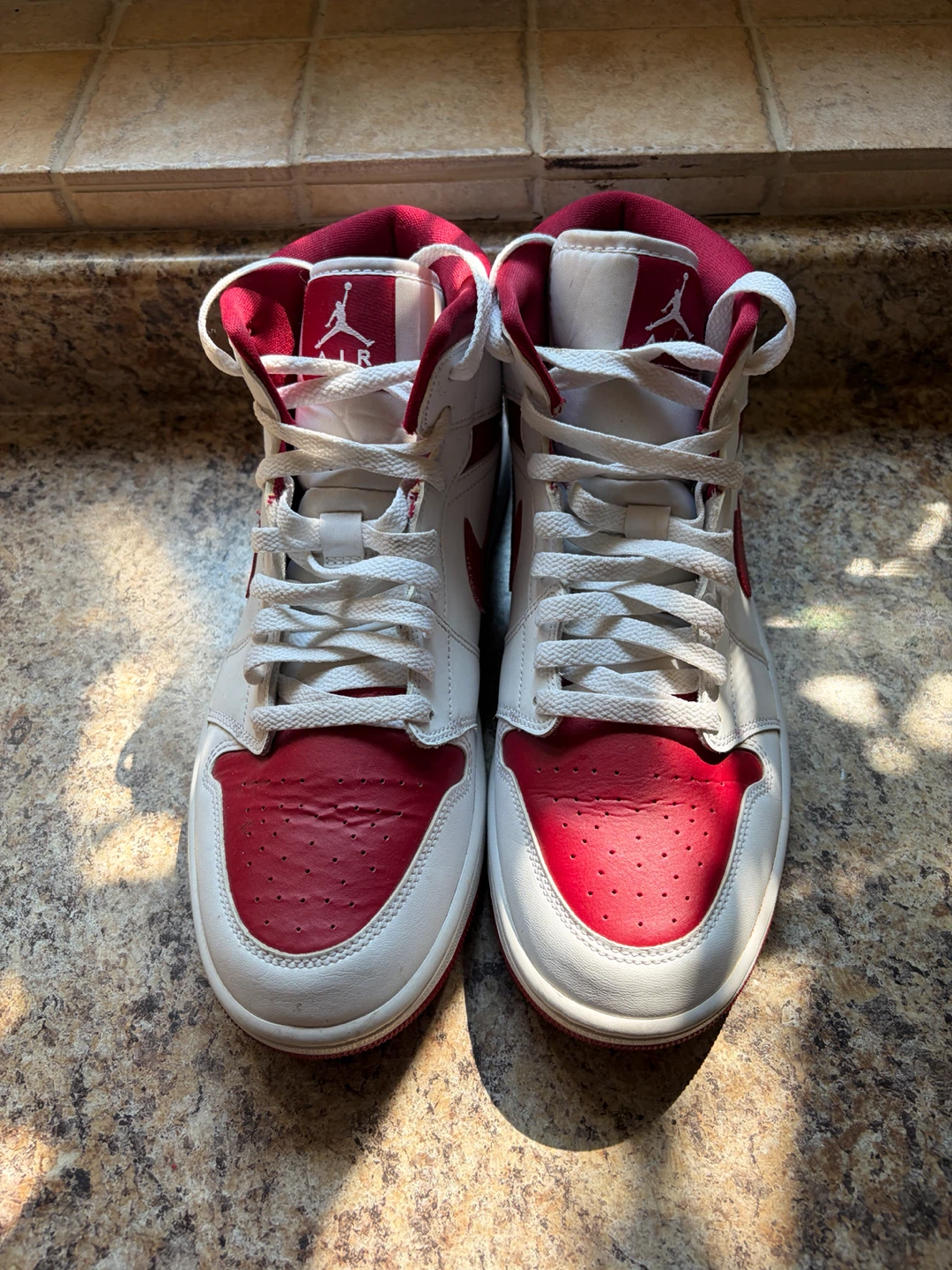 Air Jordan 1 Mid White Red Sneakers - photo 4