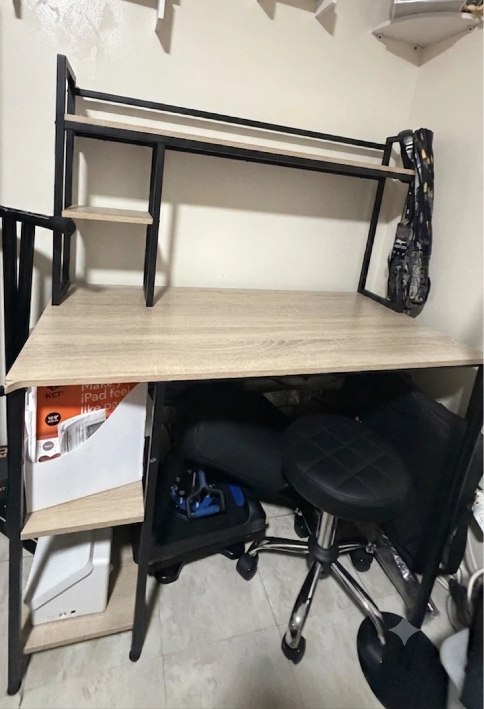 Wood and Metal Desk with Shelves