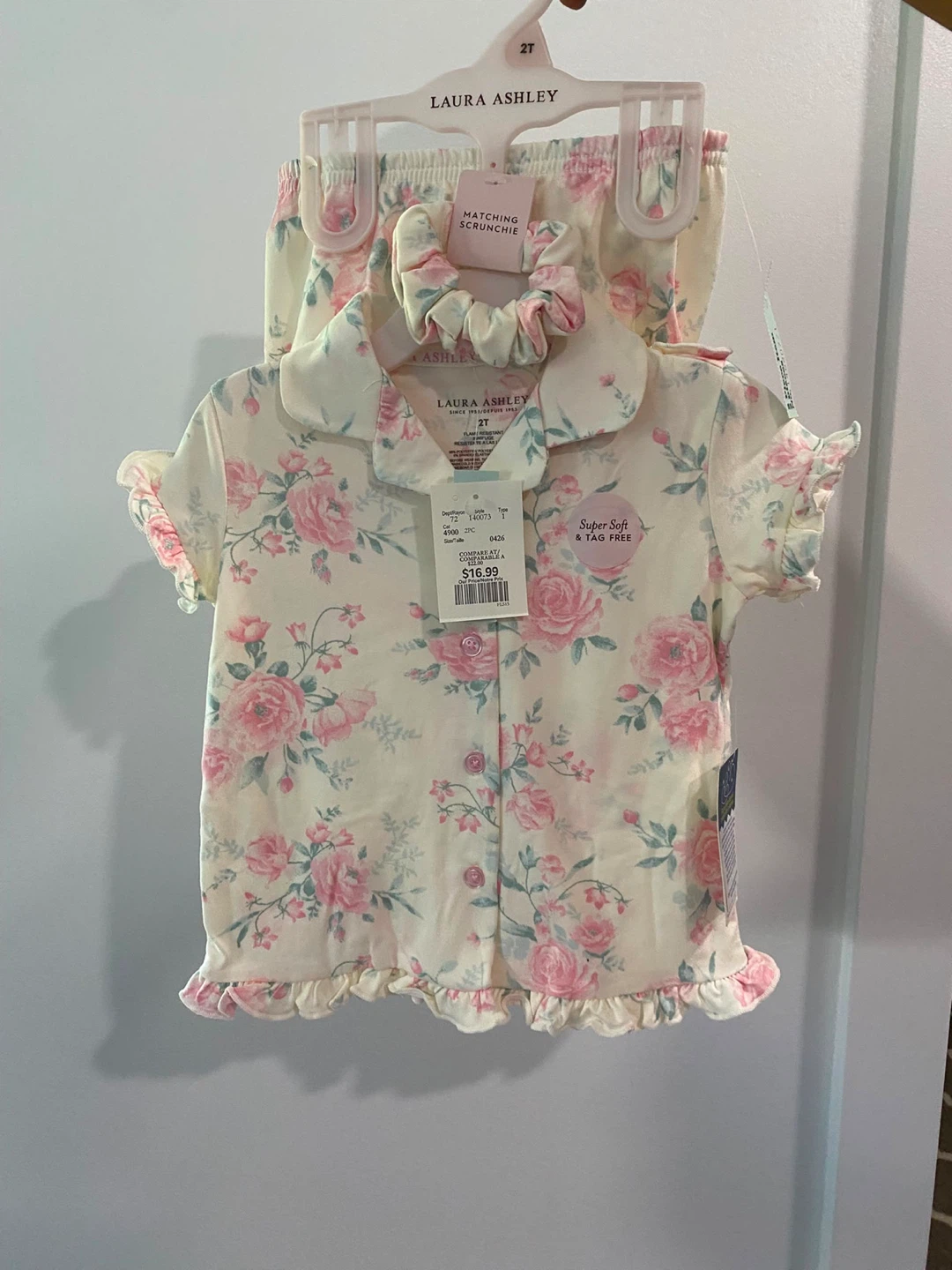 Laura Ashley Floral Pajama Set with Scrunchie - Size 2T