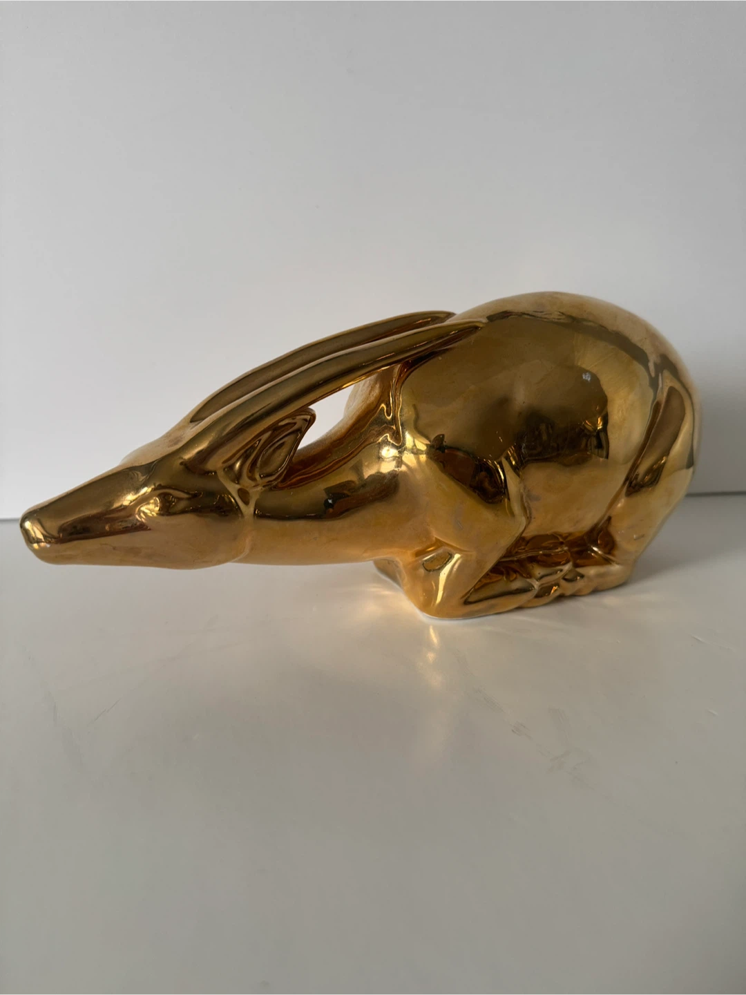 Gold Ceramic gazelle Figurine
