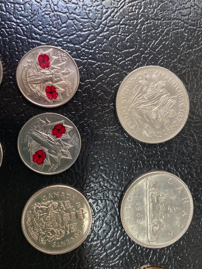 Collection of Canadian Quarters, Dollars, and Pennies - photo 2