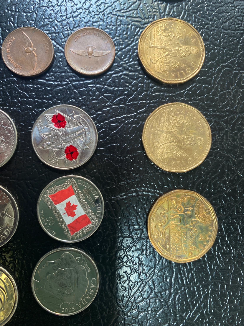 Collection of Canadian Quarters, Dollars, and Pennies - photo 3