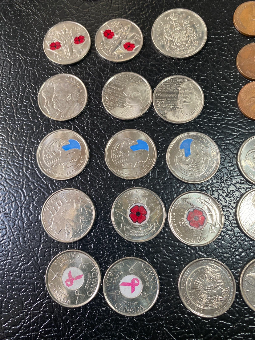 Collection of Canadian Quarters, Dollars, and Pennies - photo 5
