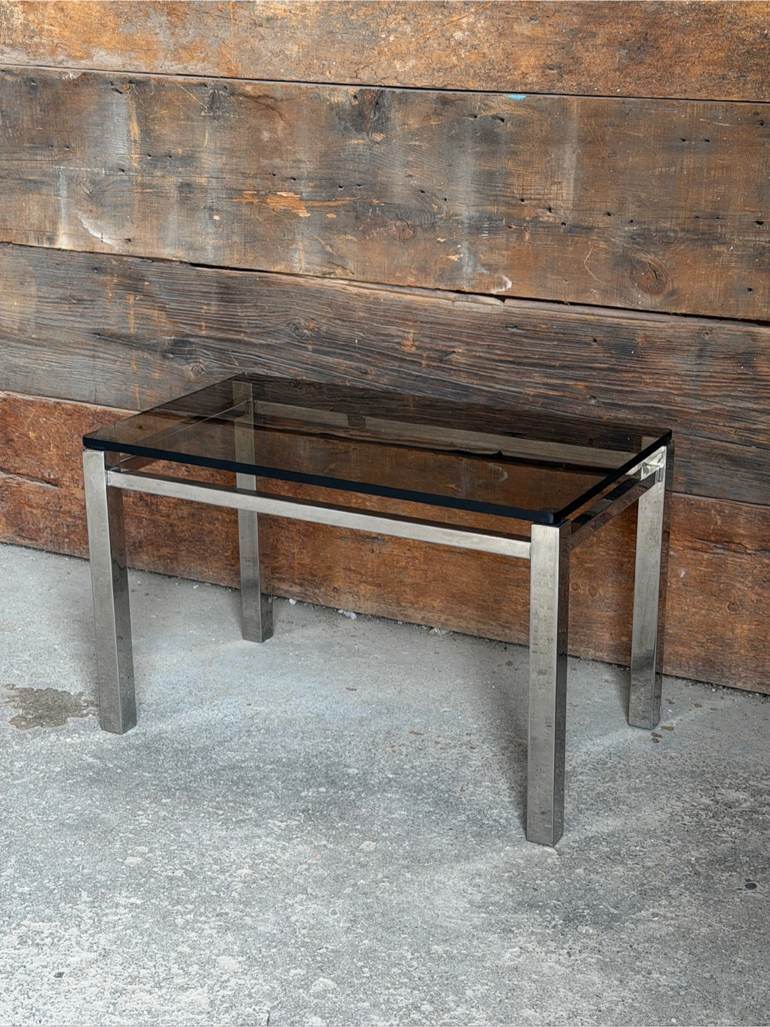 Mid-Century Modern Chrome and Smoked Glass Side Table