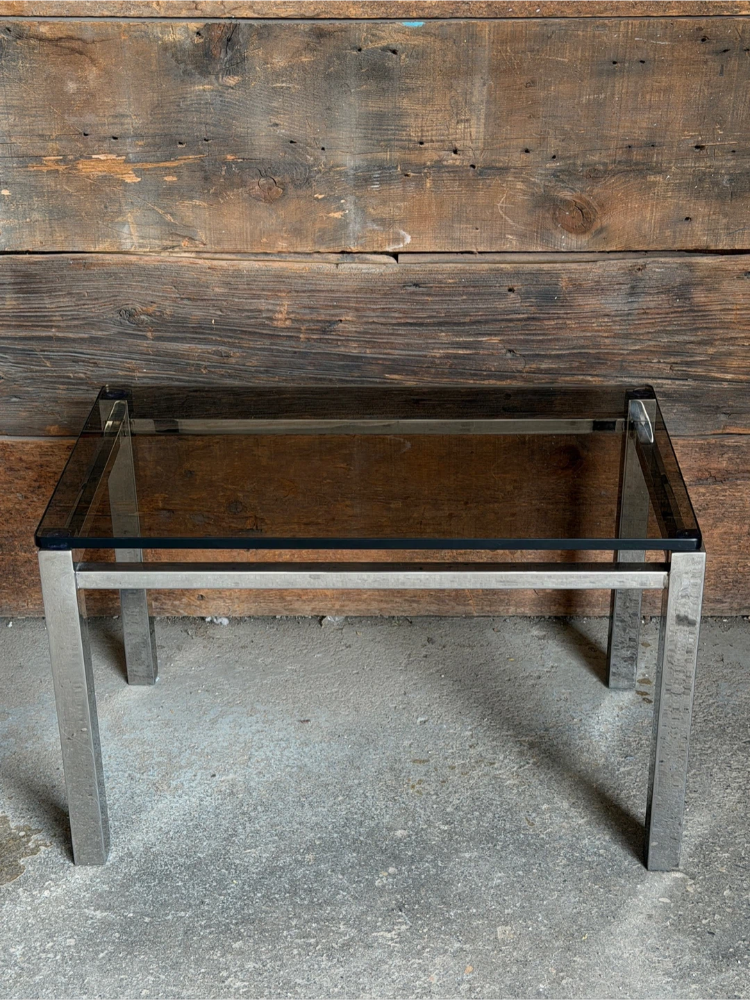 Mid-Century Modern Chrome and Smoked Glass Side Table - photo 2