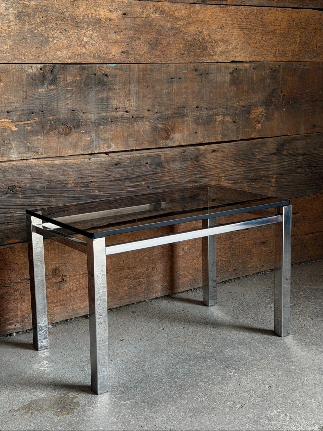 Mid-Century Modern Chrome and Smoked Glass Side Table - photo 3