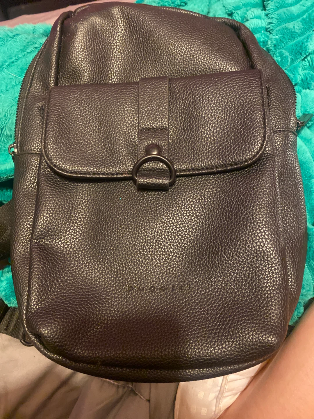 Black Faux Leather Backpack