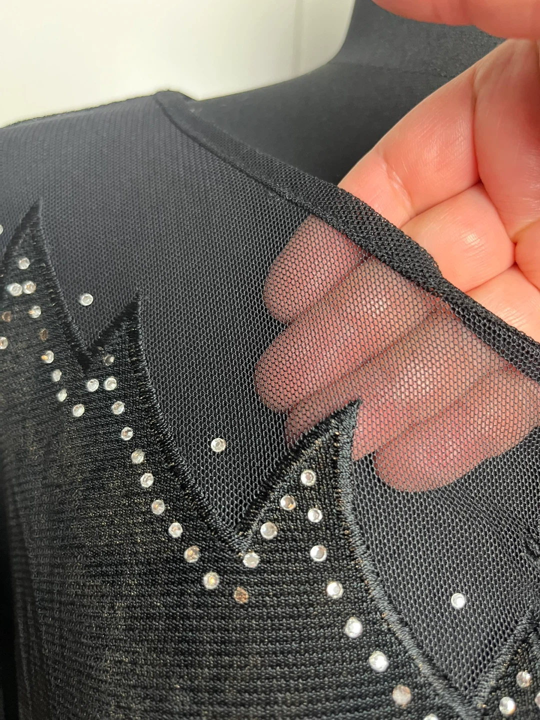 Black Mesh Embellished Long Sleeve Top - photo 4