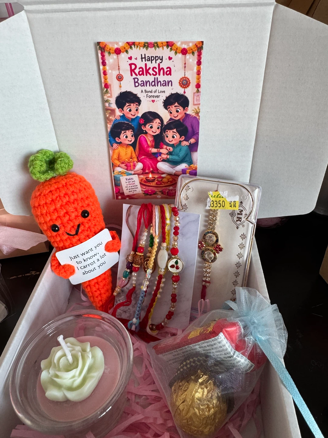 Raksha Bandhan Gift Box with Rakhis and Candle