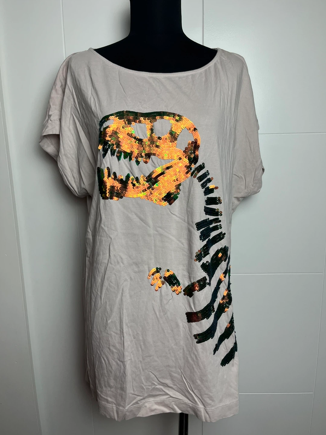 FC Jeans T-Shirt with Sequin Dinosaur Design