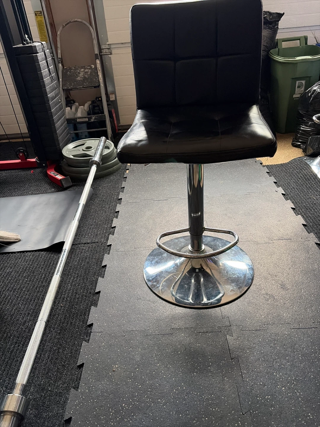 Black Bar Stool with Chrome Base - photo 2
