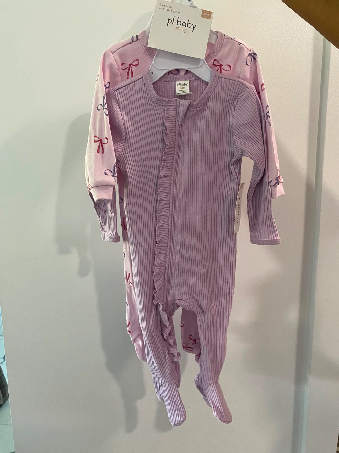 pl.baby basics 2-piece baby girl footed pajama set