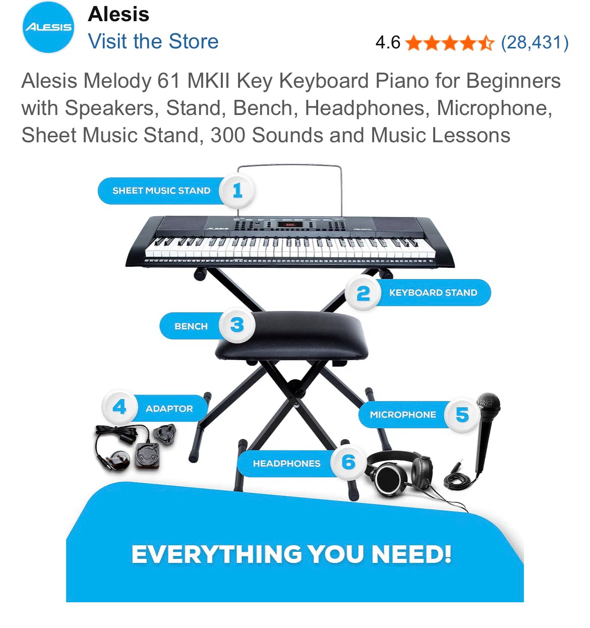 Alesis Melody 61 MKII Keyboard Piano for Beginners - photo 2