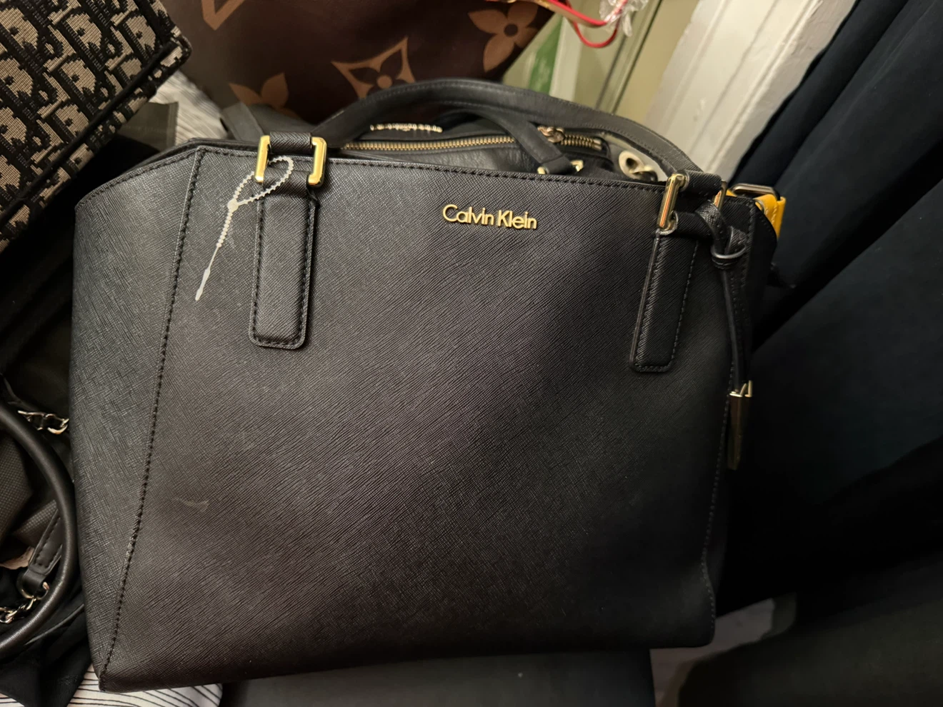 Calvin Klein Black Leather Tote Bag