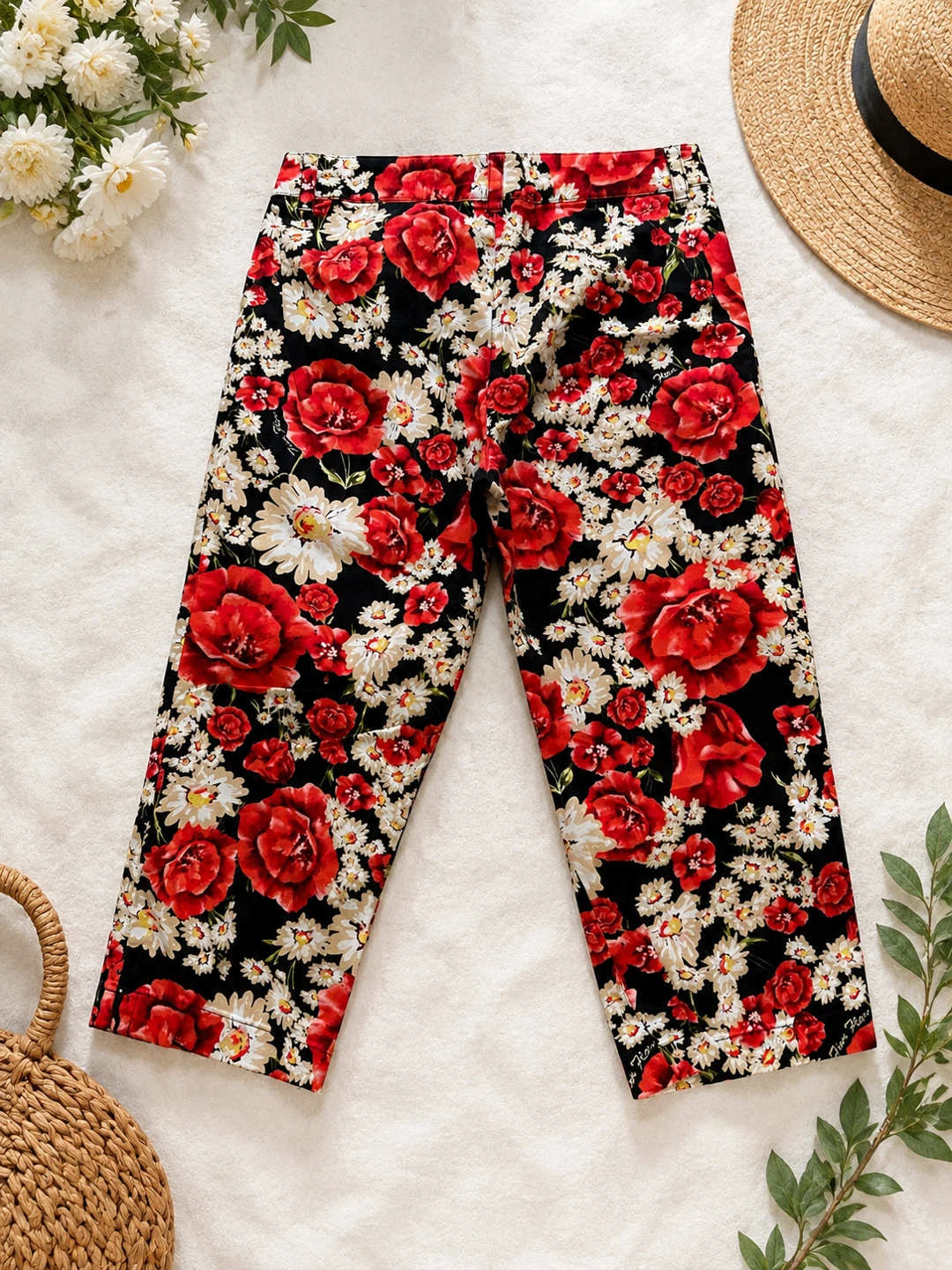 Floral Print Cropped Pants and Blouse Set | Cotton - photo 4