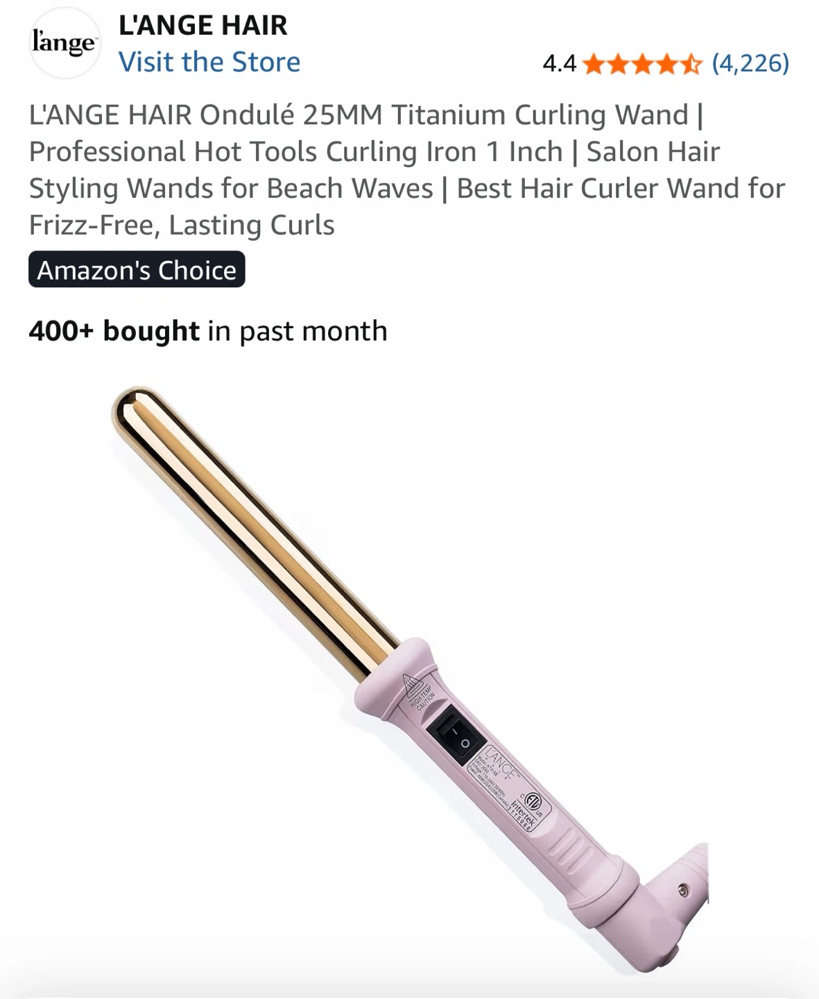 L'ange Ondulé 25mm Titanium Curling Wand - Blush - photo 2