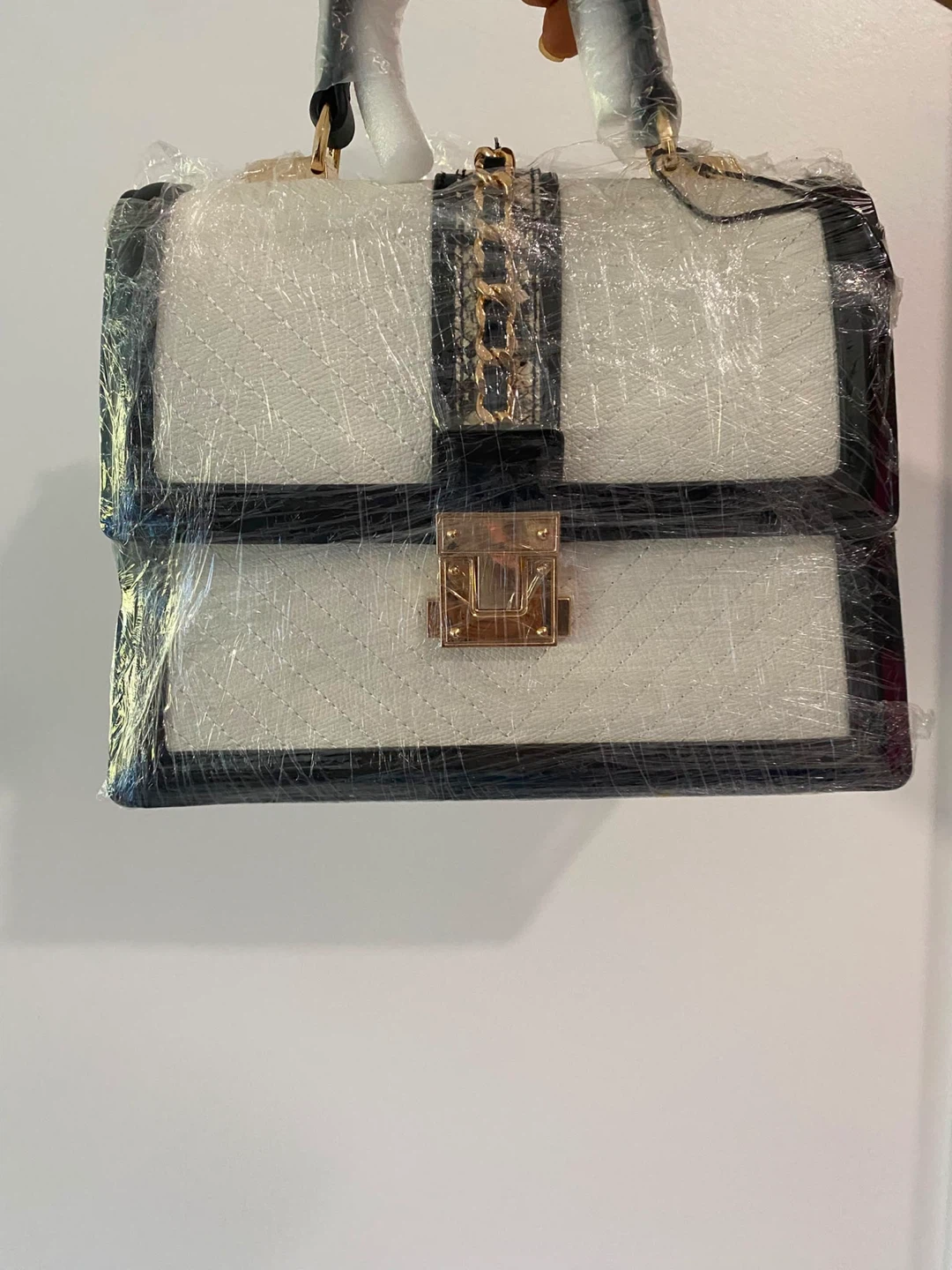 Quilted Handbag with Gold Chain Accent