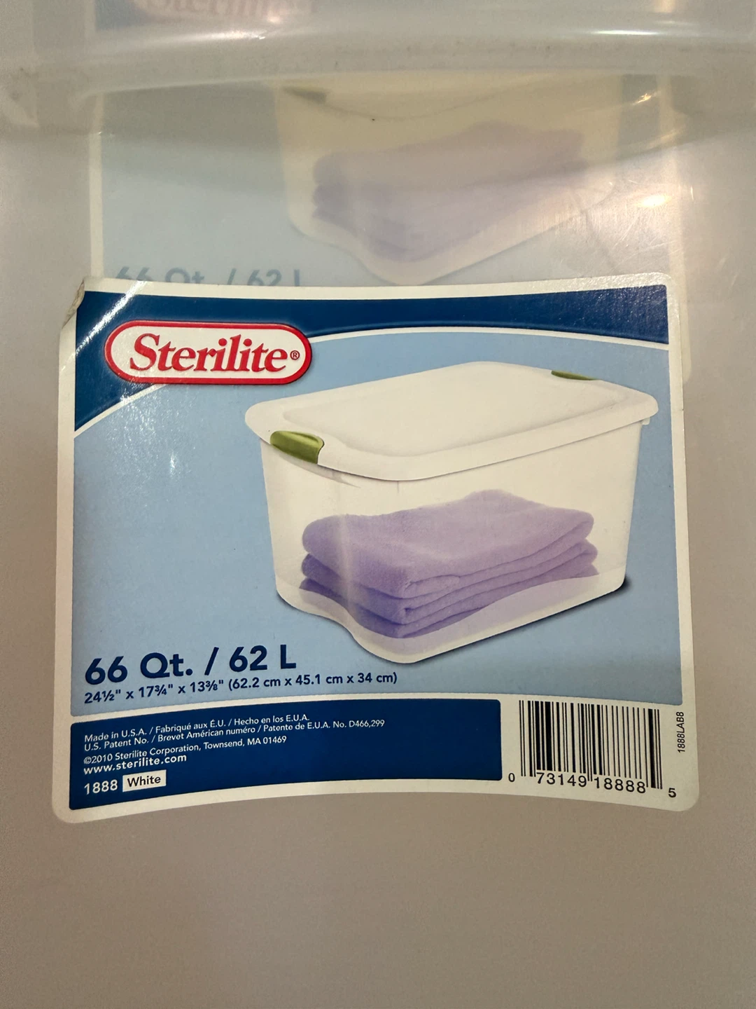 3 Sterilite Storage Bin 66 Qt each White