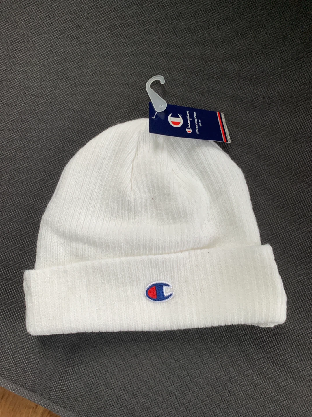 Champion White Beanie Hat