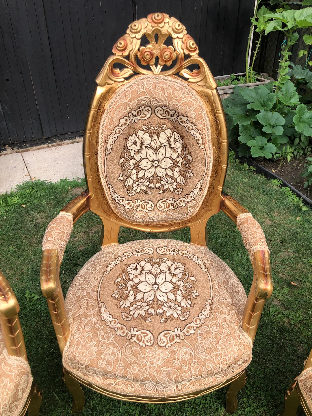 Vintage Accent Chairs - Set of 3 - Gold Frame - photo 2