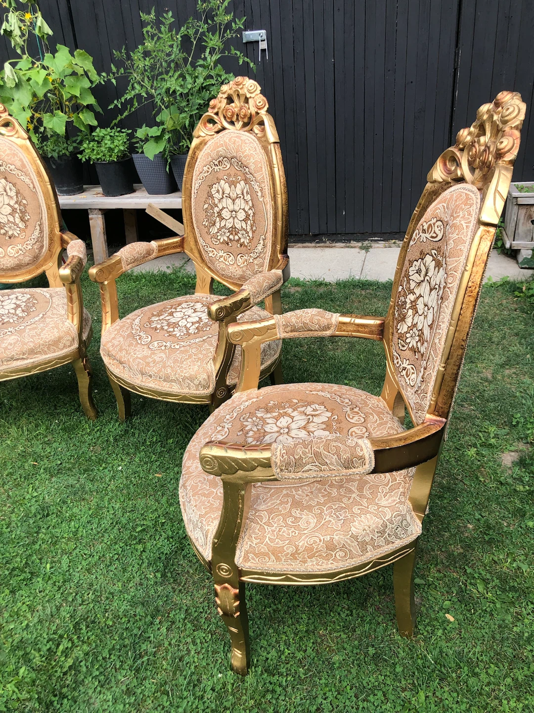 Vintage Accent Chairs - Set of 3 - Gold Frame - photo 3