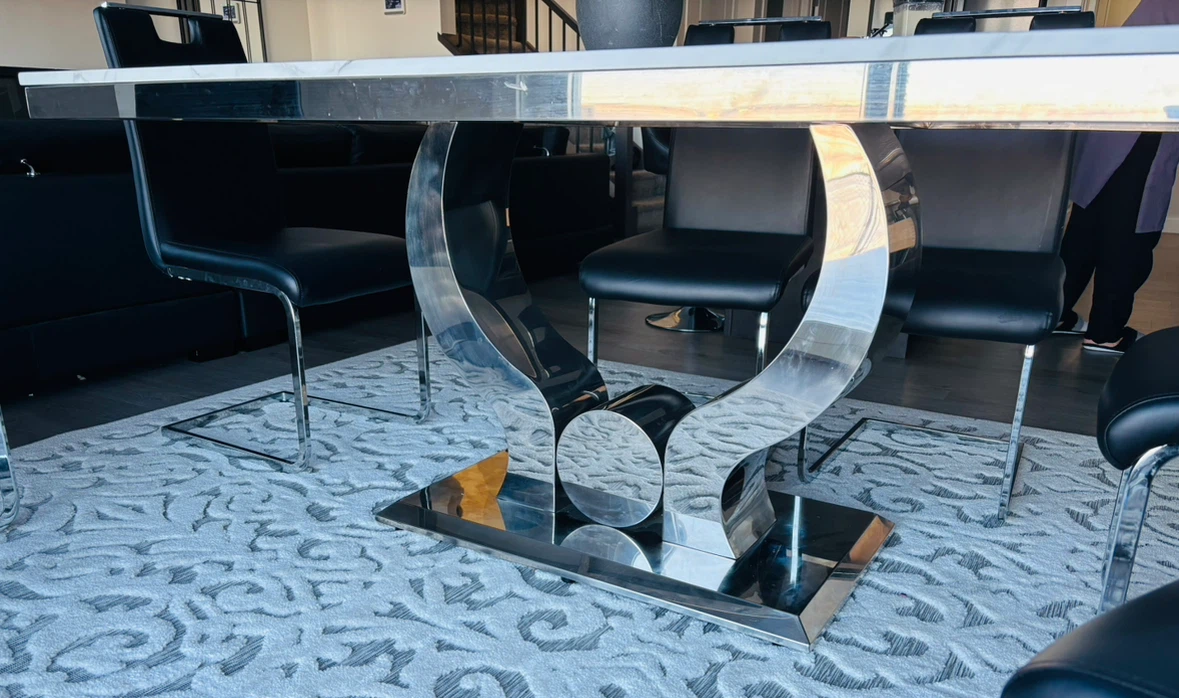 Marble Top Dining Table with Chrome Base - photo 2
