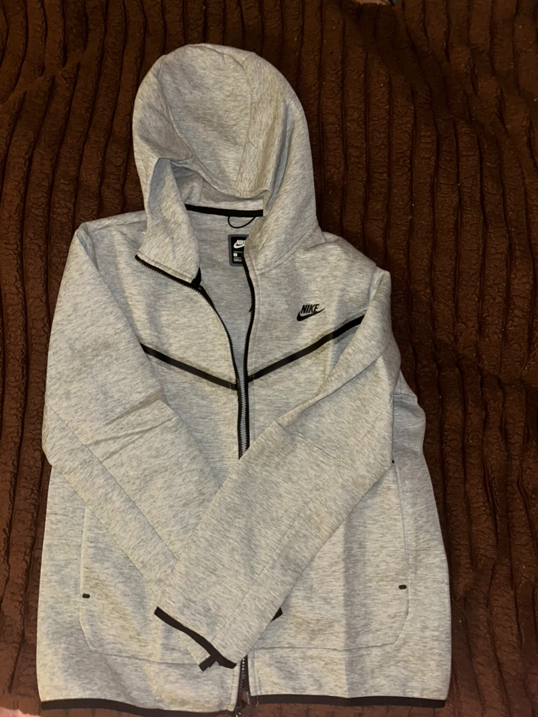 Nike Tech Fleece Full-Zip Hoodie - Gray, Size L