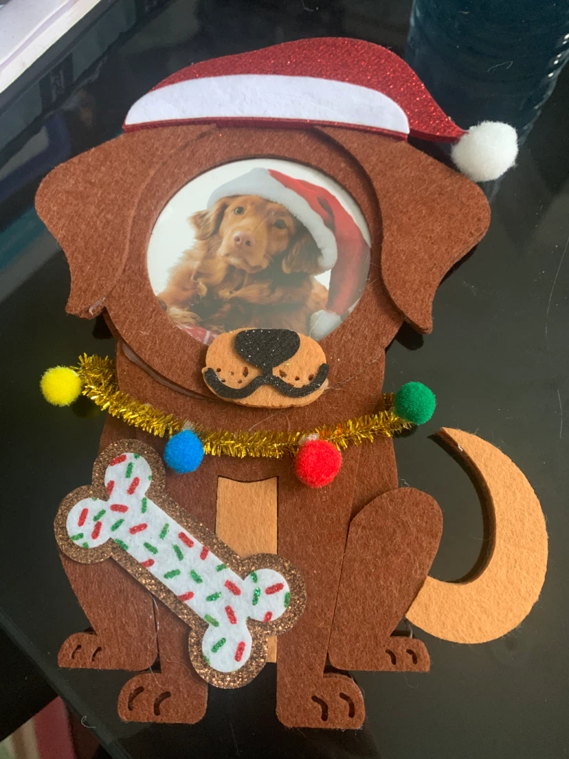 Dog Photo Frame with Santa Hat