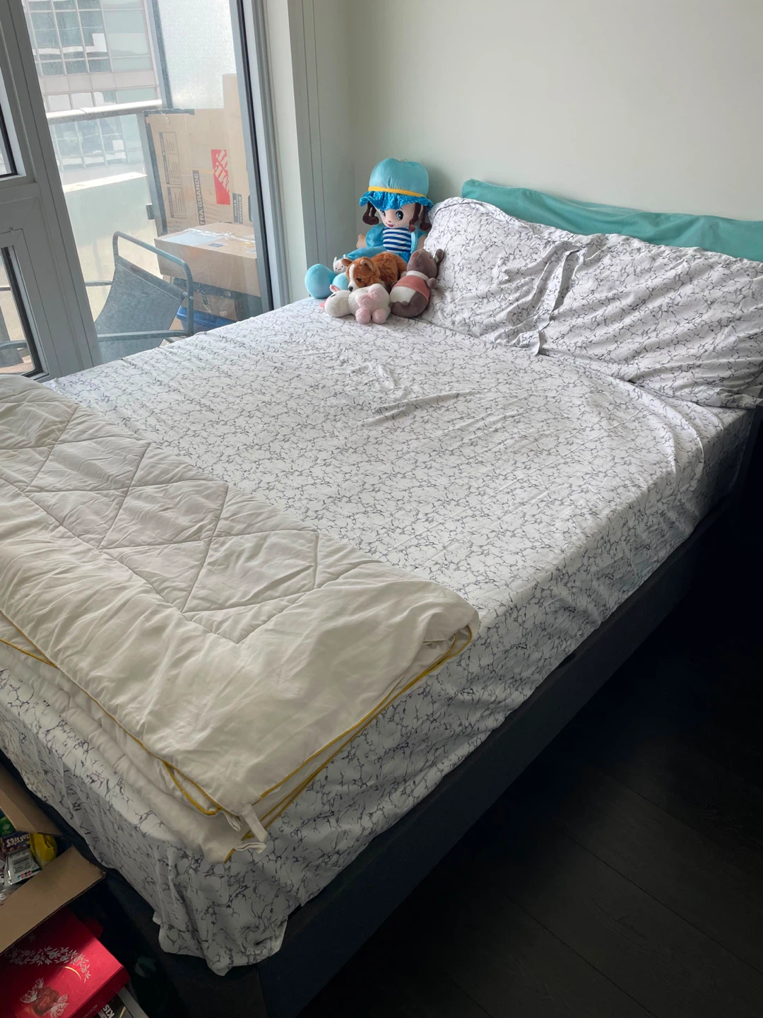 Black Upholstered IKEA Queen Bed Frame