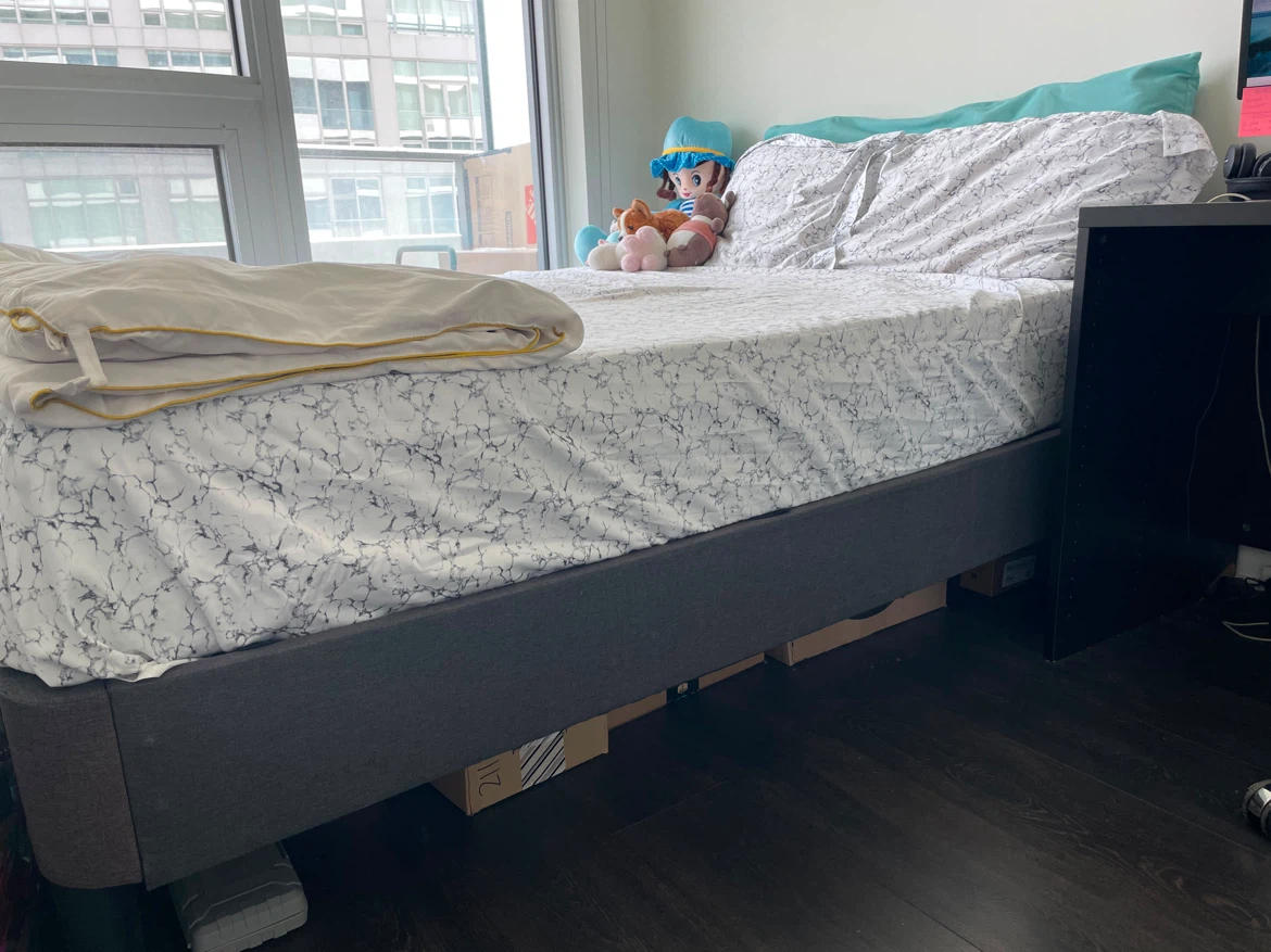 Black Upholstered IKEA Queen Bed Frame - photo 2
