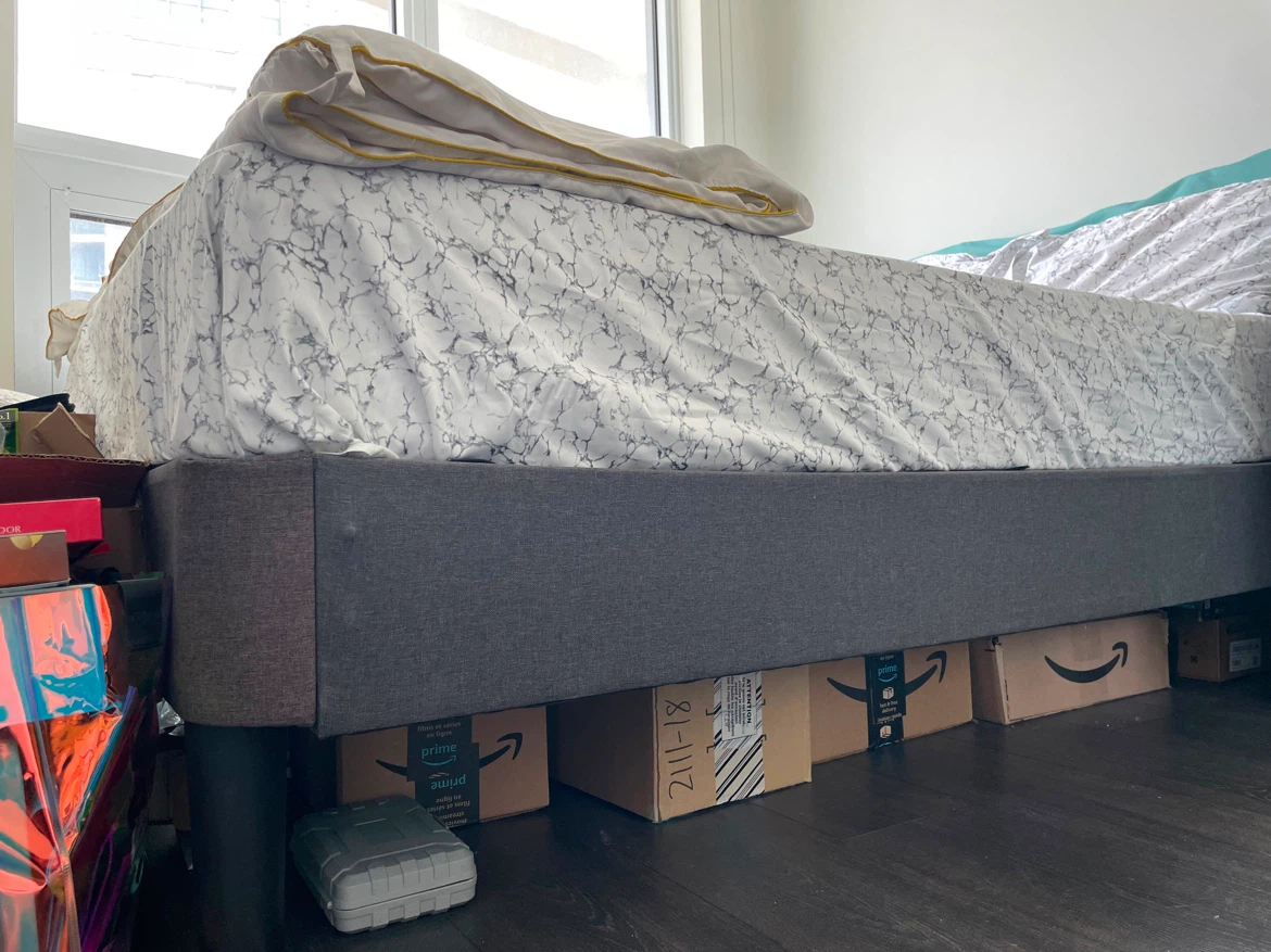 Black Upholstered IKEA Queen Bed Frame - photo 3