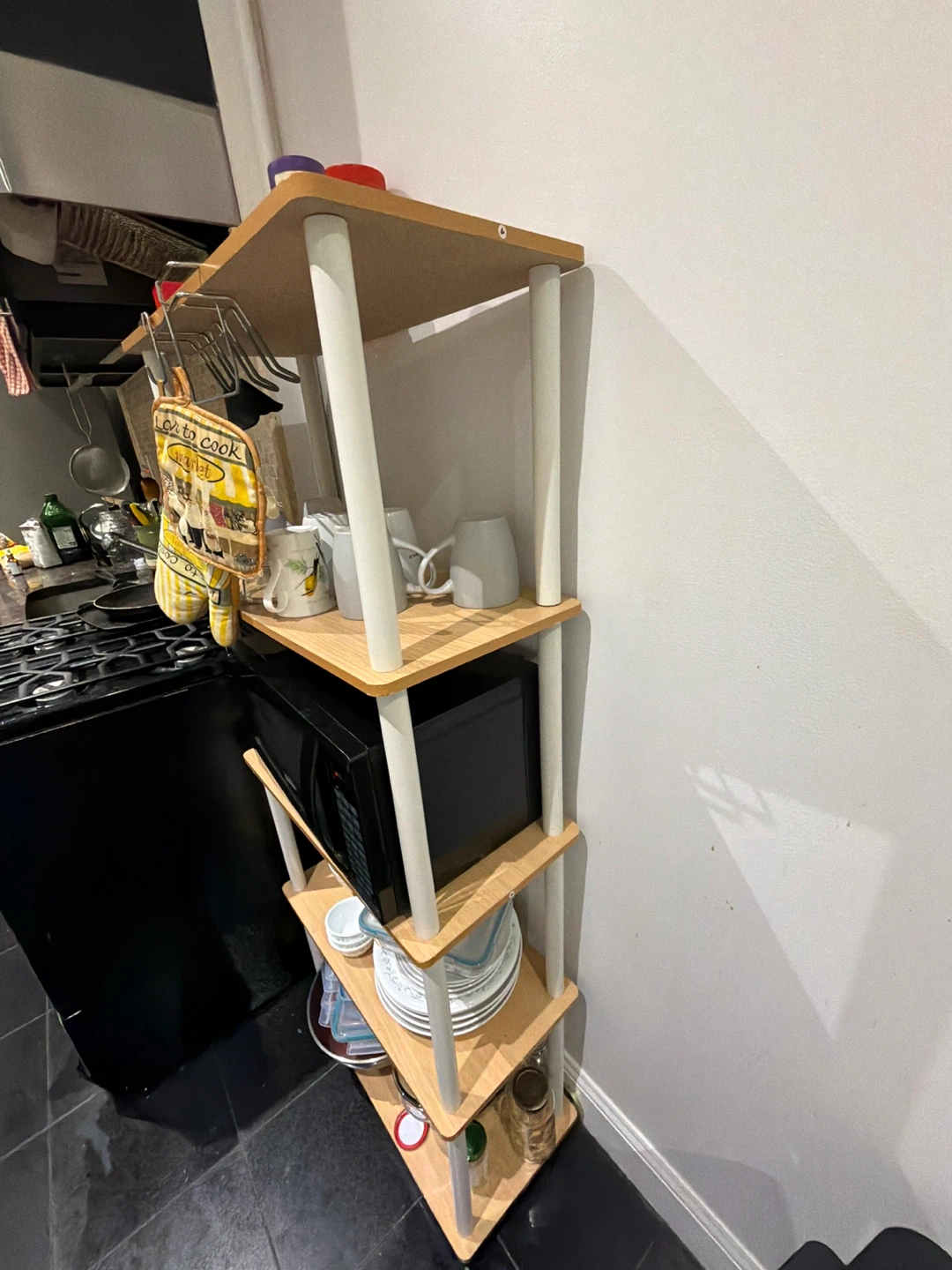 Kitchen Microwave Stand with Storage Shelves - photo 2