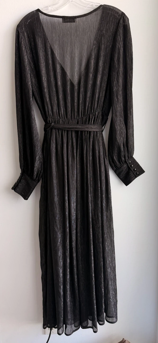 Chelsea Black Metallic Wrap Midi Dress - photo 2