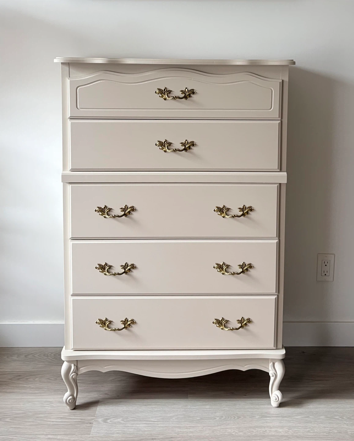 French Provincial tallboy dresser- 5 drawers