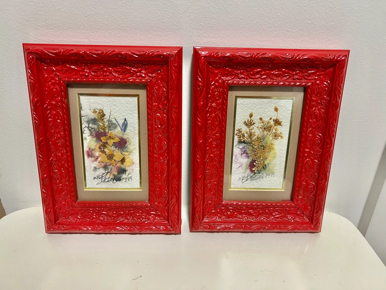Real pressed and framed wildflowers
